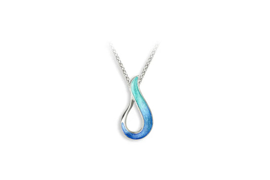 Blue Teardrop Necklace, Silver