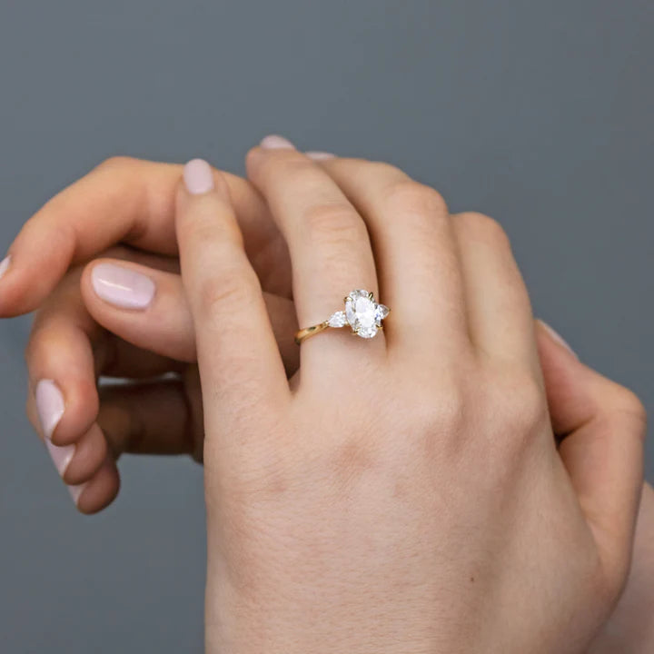 Lab Grown Oval Pear Trilogy Ring 1.02ct