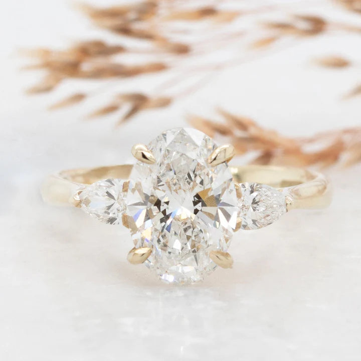 Lab Grown Oval Pear Trilogy Ring 1.02ct