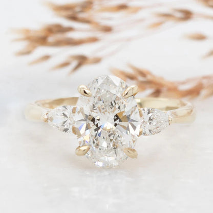 Lab Grown Oval Pear Trilogy Ring 1.02ct