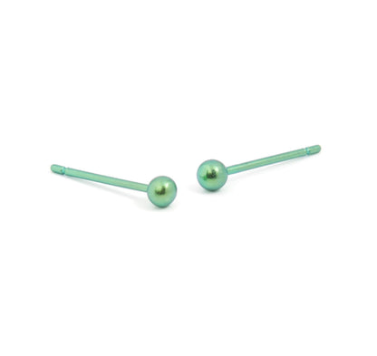 Titanium Round Studs - Green 3mm