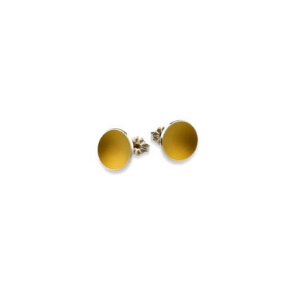 Titanium Round Stud Earrings - Yellow Tones