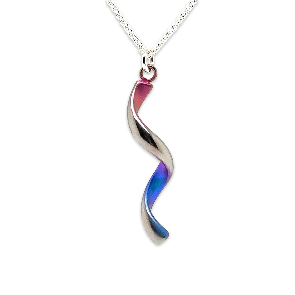 Titanium Spiral Twist Pendant - Pink Mix