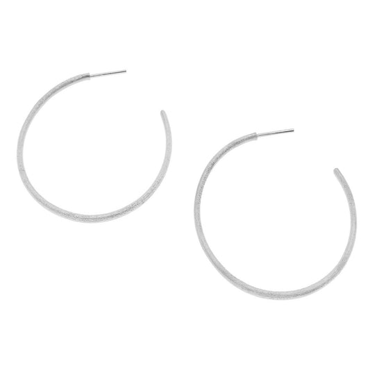 Raw Circle Earrings, Silver