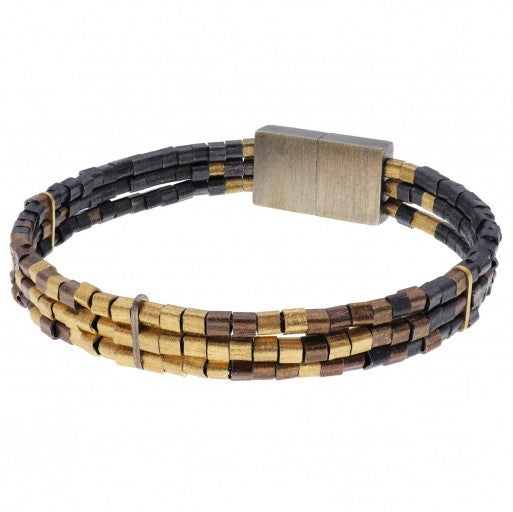 Cube Bracelet, Oxi/Brown/YGP