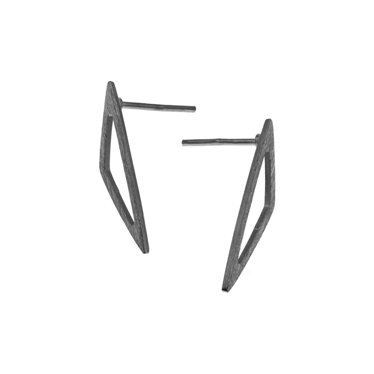 Open Triangle Earrings, Silver/Oxi