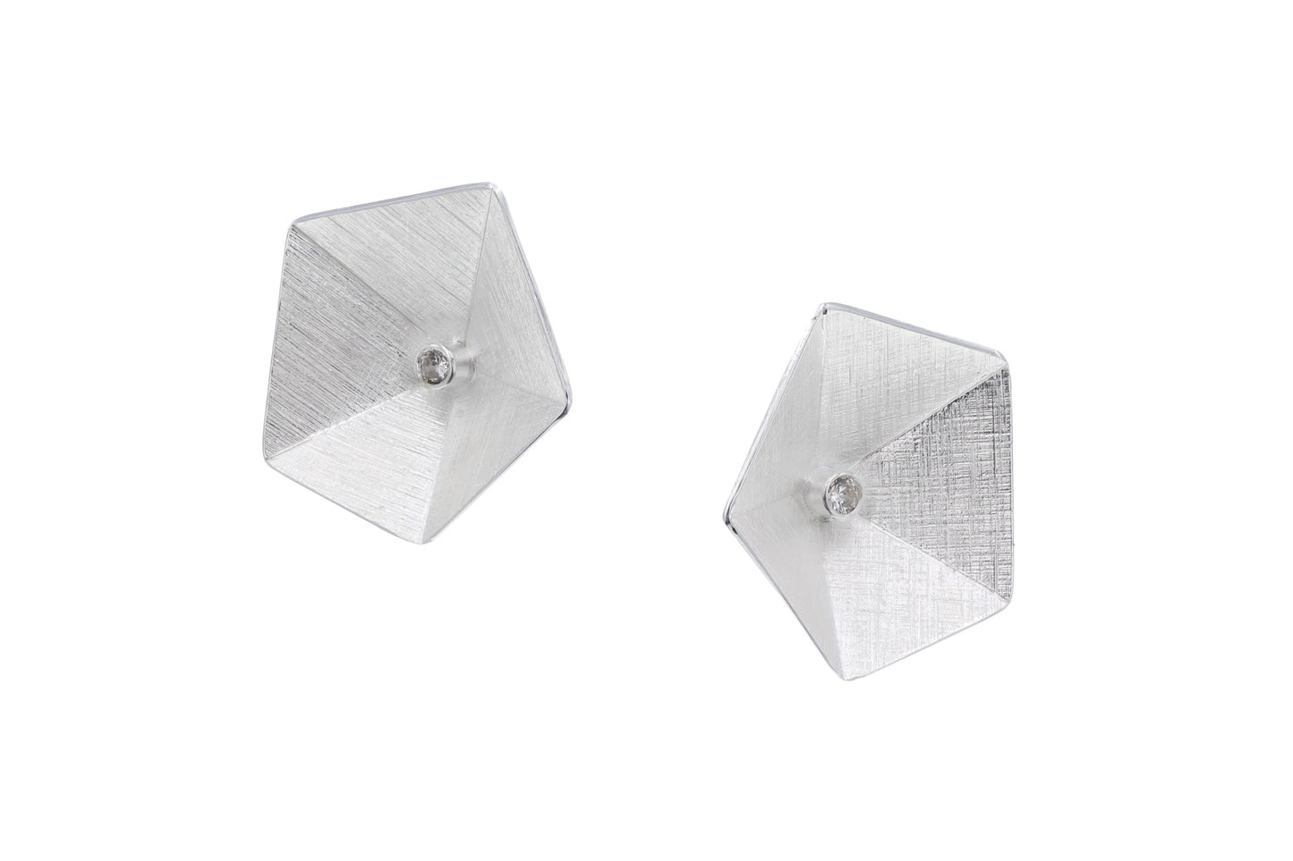 Fold Stud Earrings, Silver