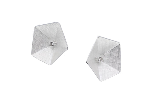 Fold Stud Earrings, Silver