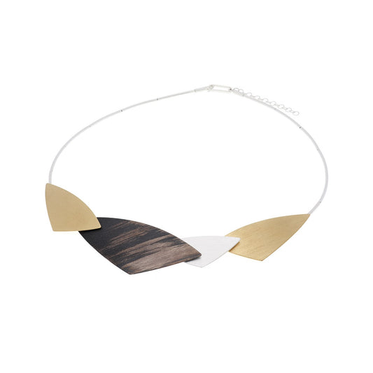 Triangles Necklace, Brown/YGP