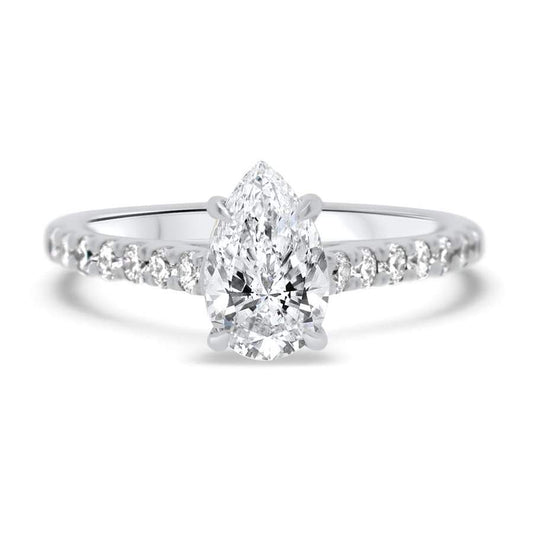 Lab Grown Pear Diamond Engagement Ring with Diamond Shoulders 0.35ct