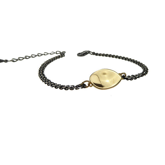 Oval Disk Necklace,  Oxi/YGP