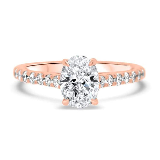 Lab Grown Oval Diamond Engagement Ring with Diamond Shoulders 0.35ct