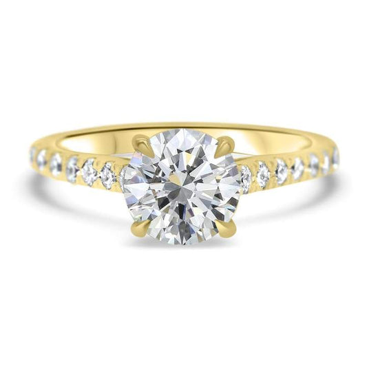 Lab Grown Brilliant Round Diamond Engagement Ring with Diamond Shoulders 0.50ct