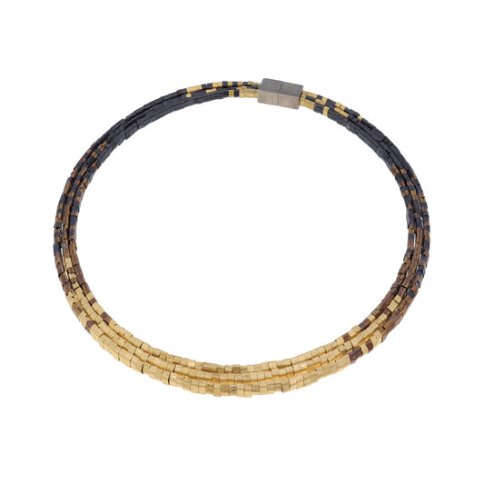 Cube Necklace, Oxi/Brown/YGP
