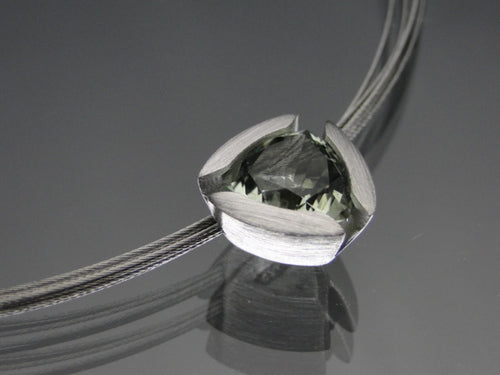 Silver Green Amethyst Pendant