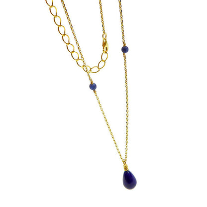 Lapis Necklace, Silver/YGP