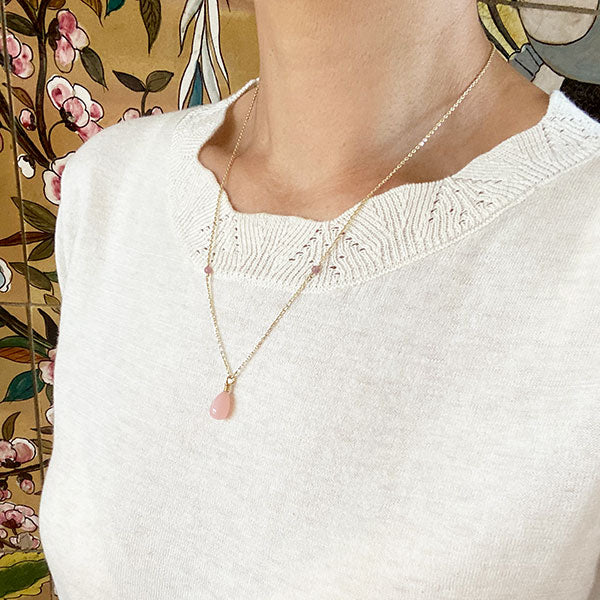 Pink Opal Necklace, Sliver/YGP