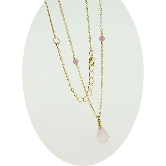 Rose Quartz Necklace, Silver/YGP