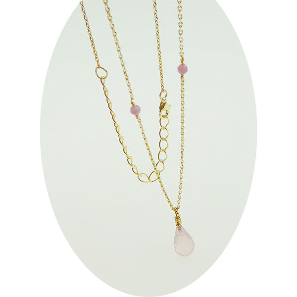 Rose Quartz Necklace, Silver/YGP