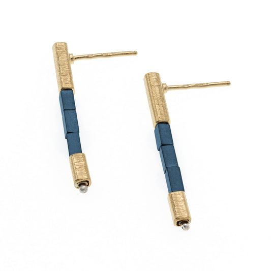 Blue Hematite Drop Earrings, YGP