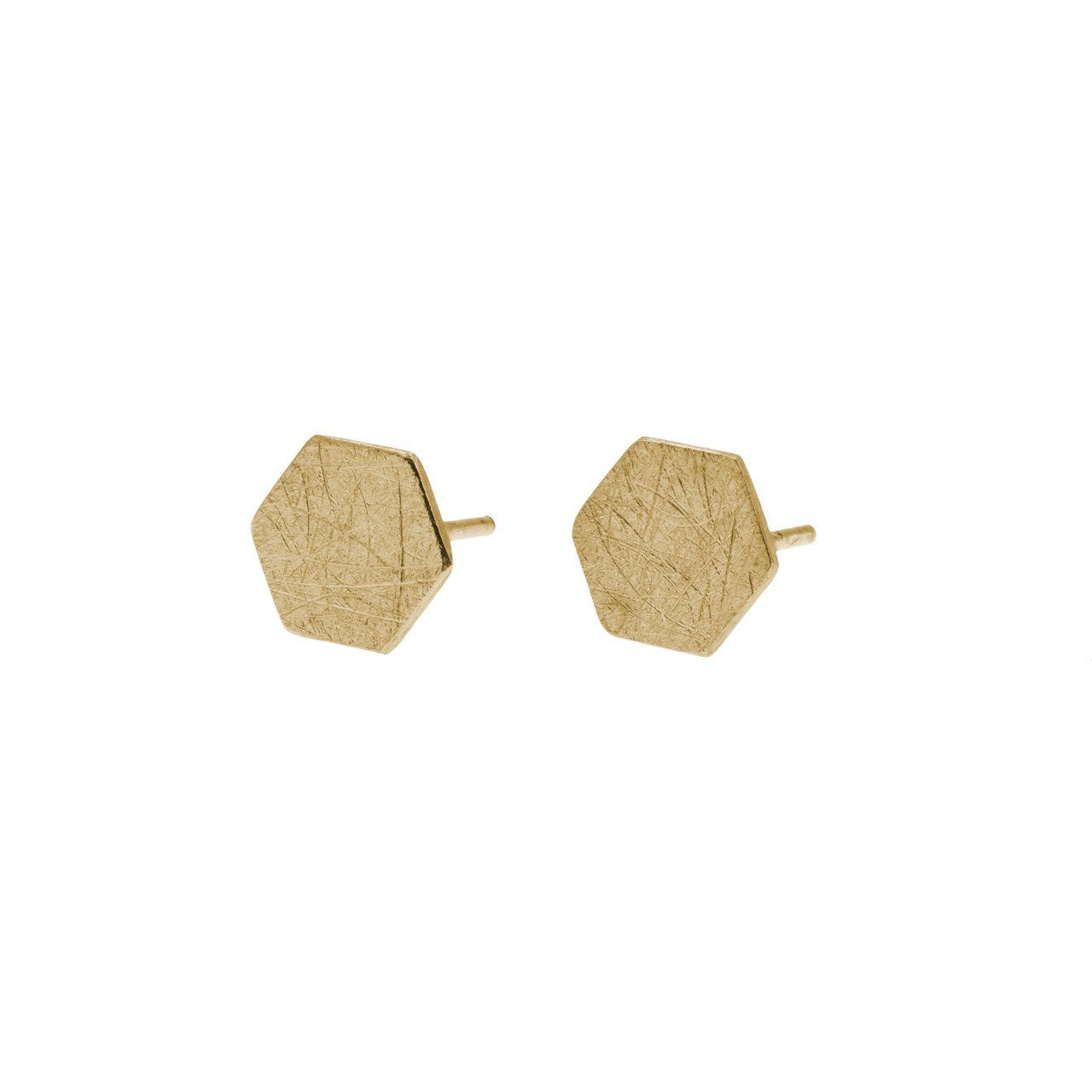 Hexagon Stud Earrings, YGP