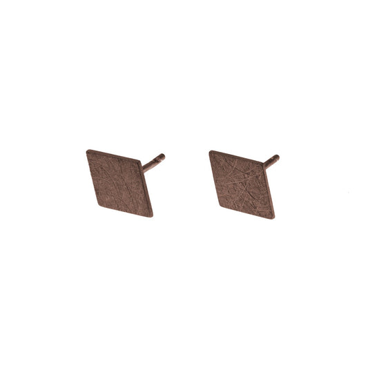 Rhombus Earrings, Silver/Brown