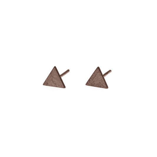 Triangle Earrings, Silver/Brown