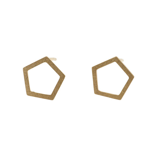 Open Pentagon Earrings, Silver/YGP