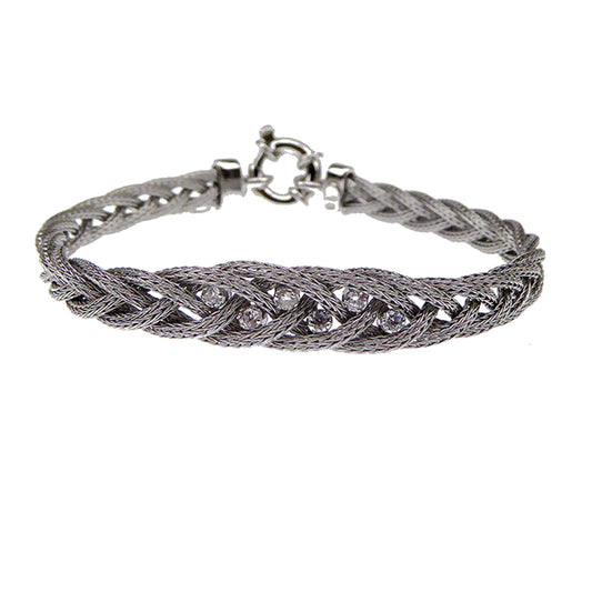Knitted CZ Bracelet, Silver