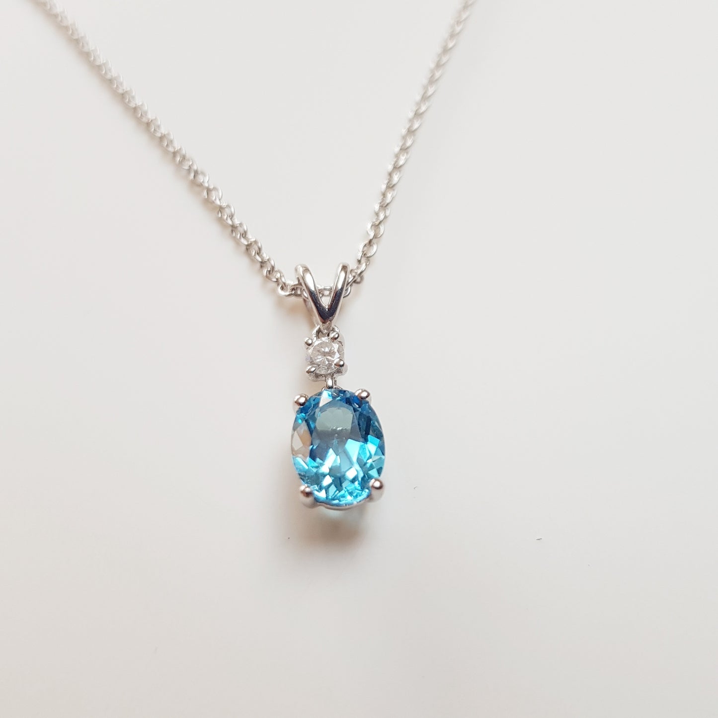 White Gold Blue Topaz Pendant