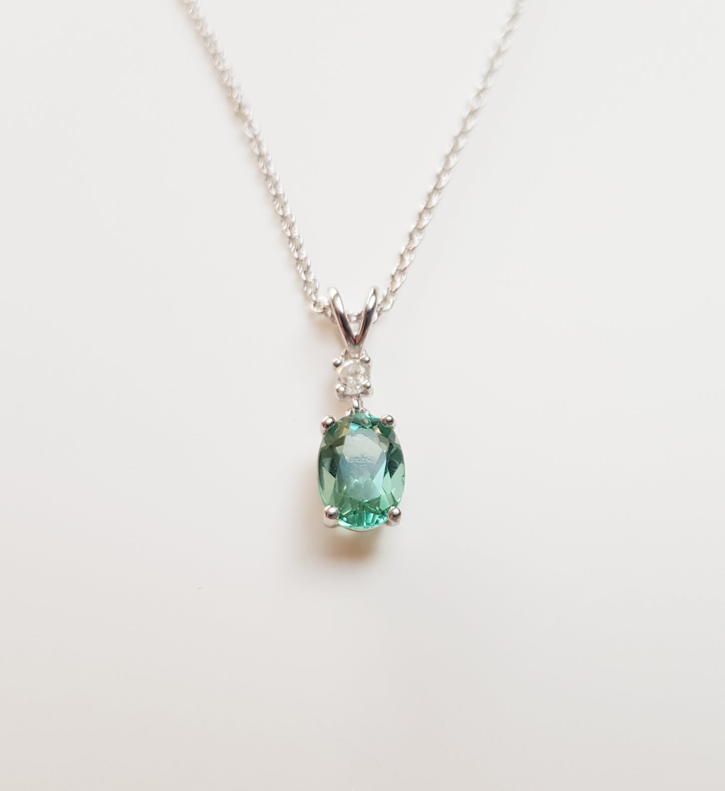 White Gold Green Quartz Pendant