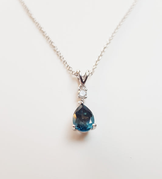 White Gold London Blue Topaz Pendant