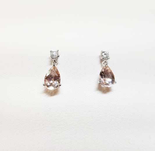 White Gold Morganite Drop Earrings