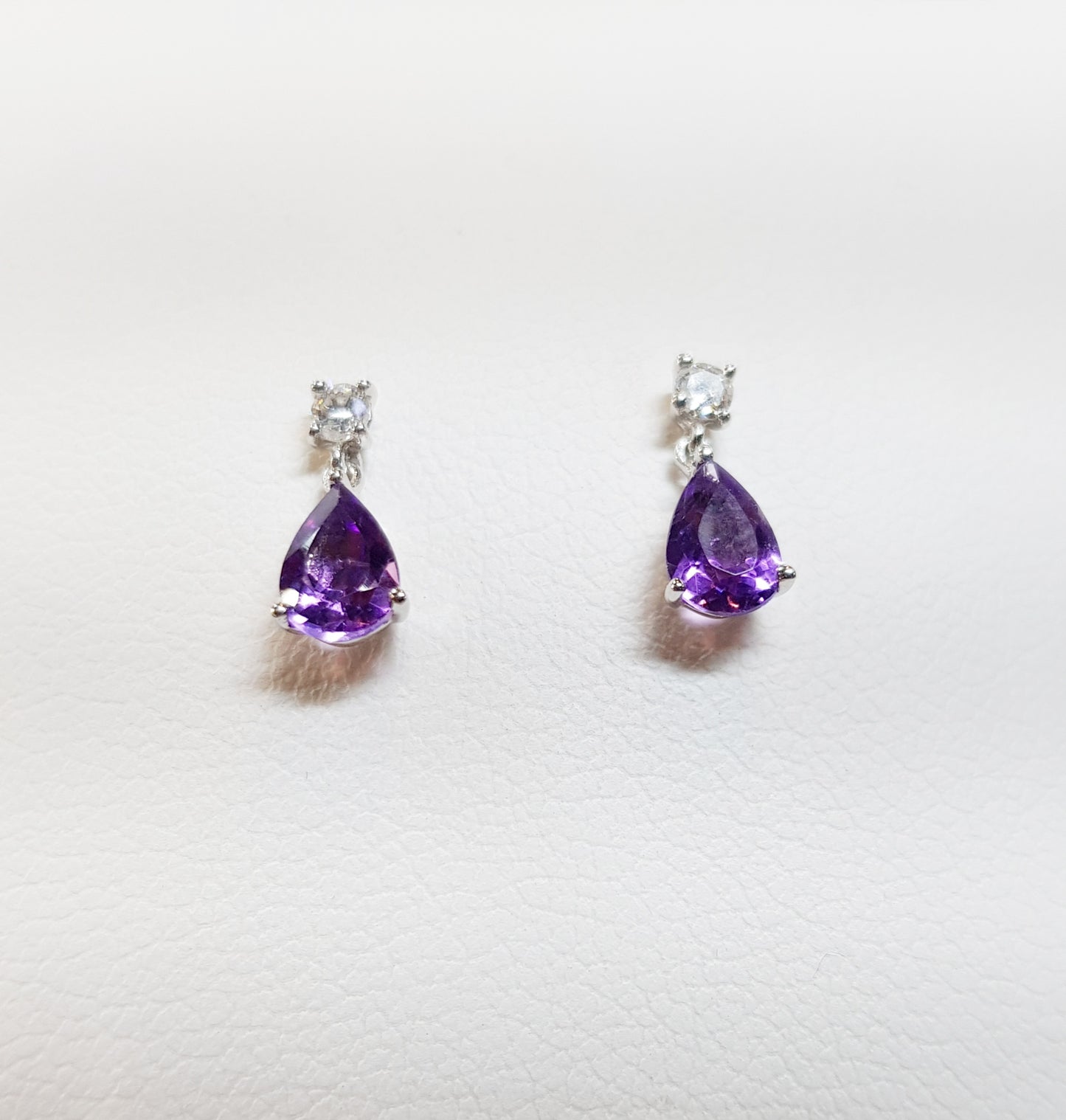 White Gold Amethyst Drop Earrings