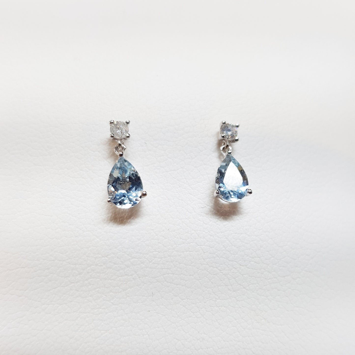 White Gold Aquamarine Drop Earrings