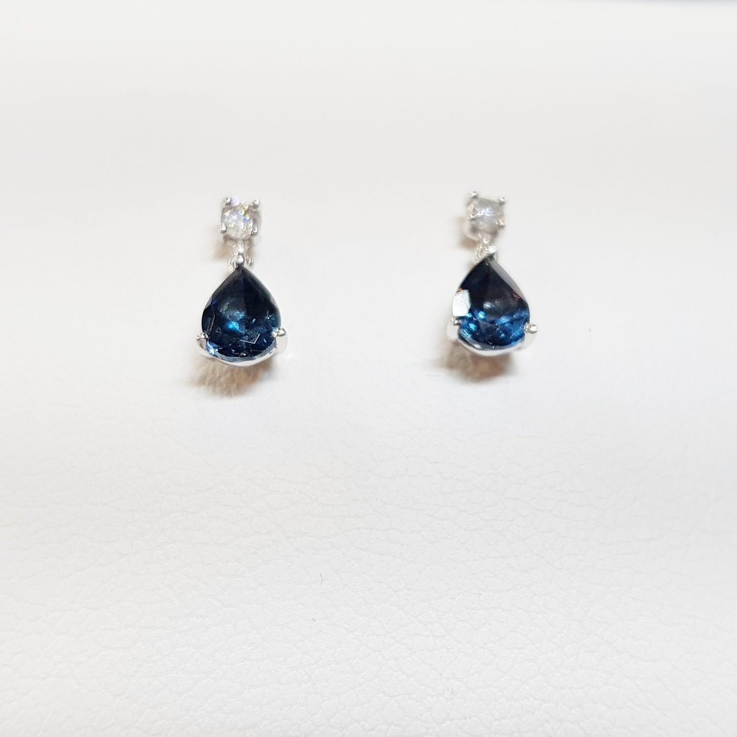 White Gold London Blue Topaz Drop Earrings