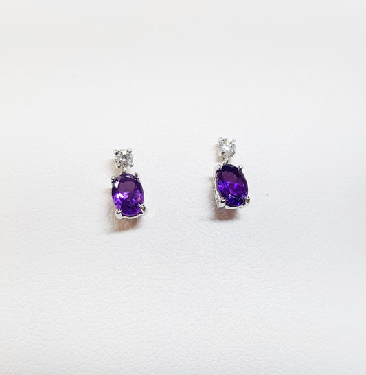 White Gold Amethyst Drop Earrings