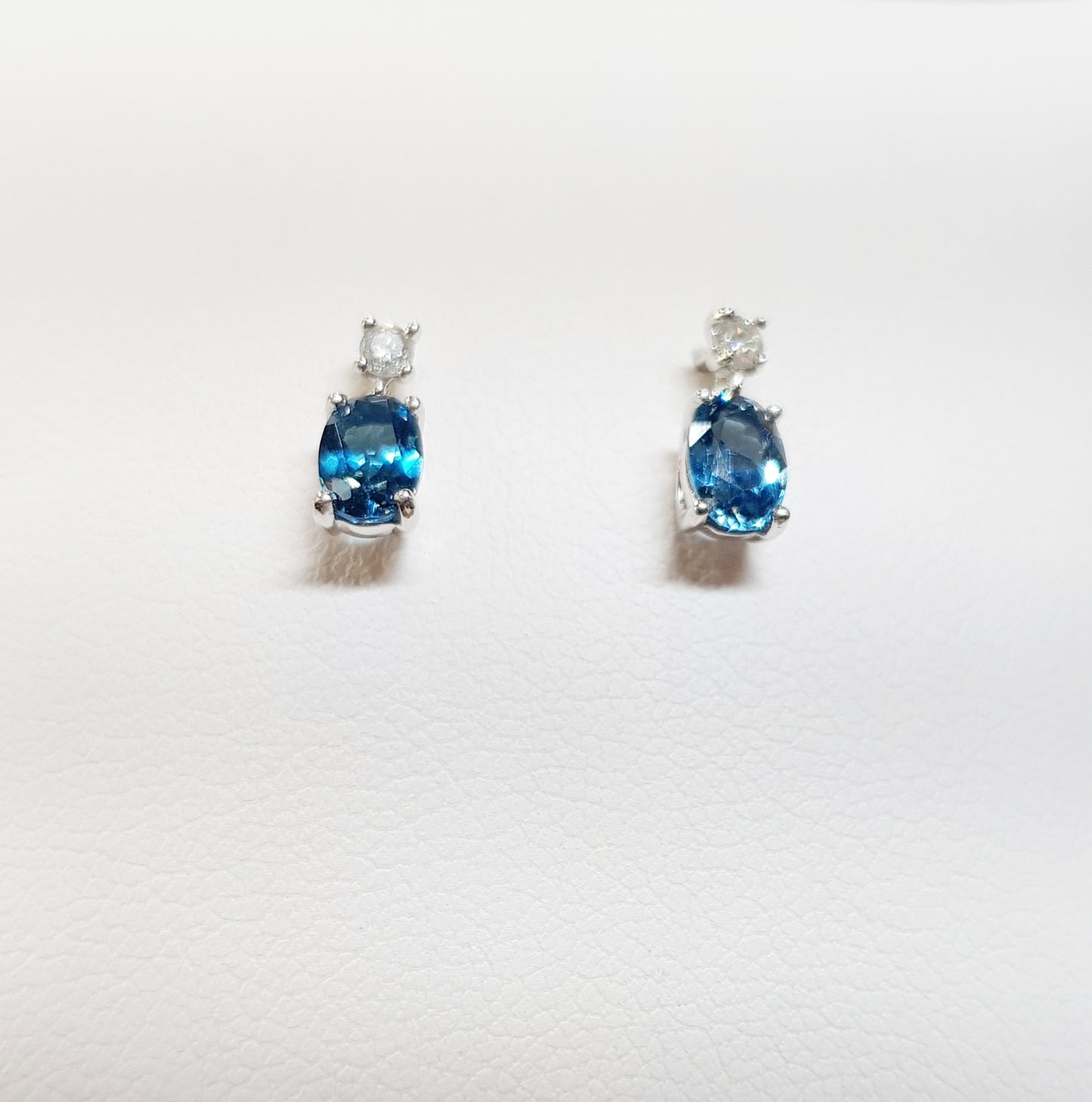 White Gold London Blue Topaz Drop Earrings