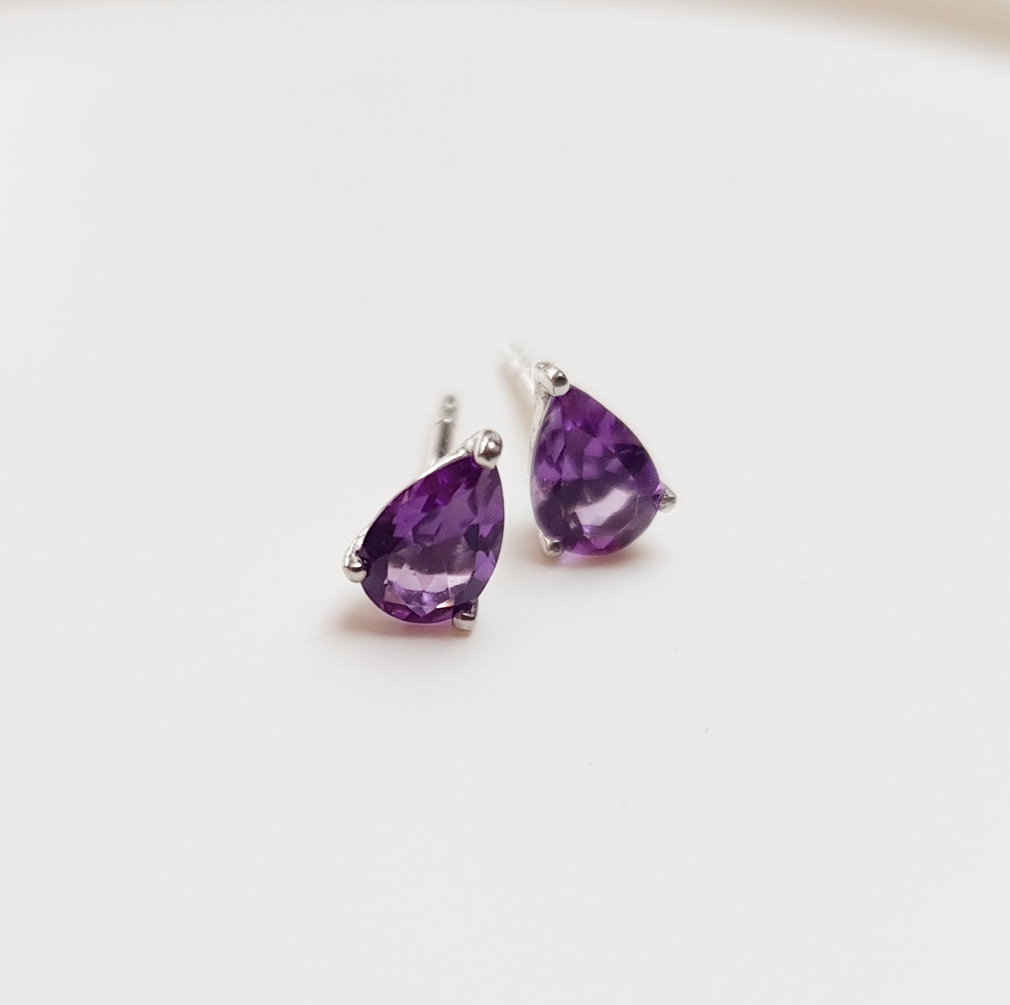 Silver Amethyst Stud Earrings