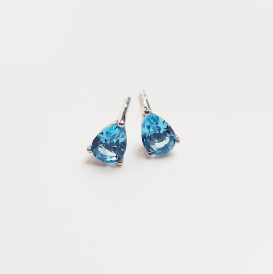 Silver Blue Topaz Stud Earrings