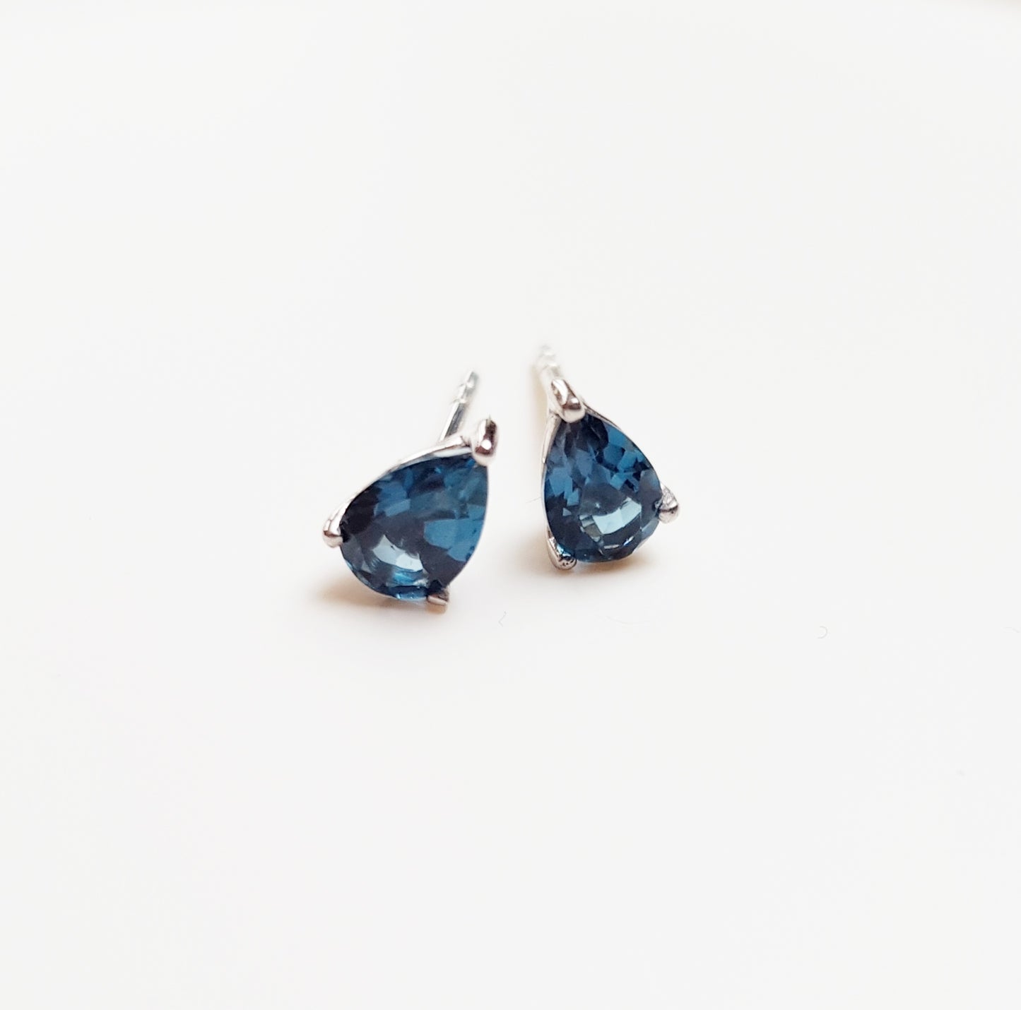 Silver London Blue Topaz Stud Earrings