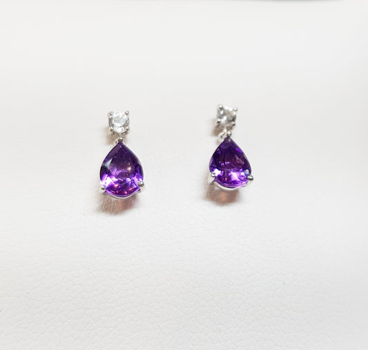 Silver Amethyst Drop Earrings