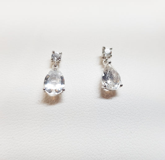 Silver White Quartz Drop Earrings