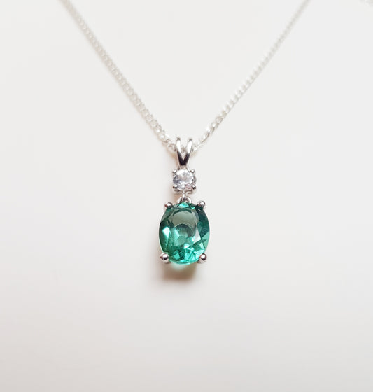 Silver Green Quartz Pendant