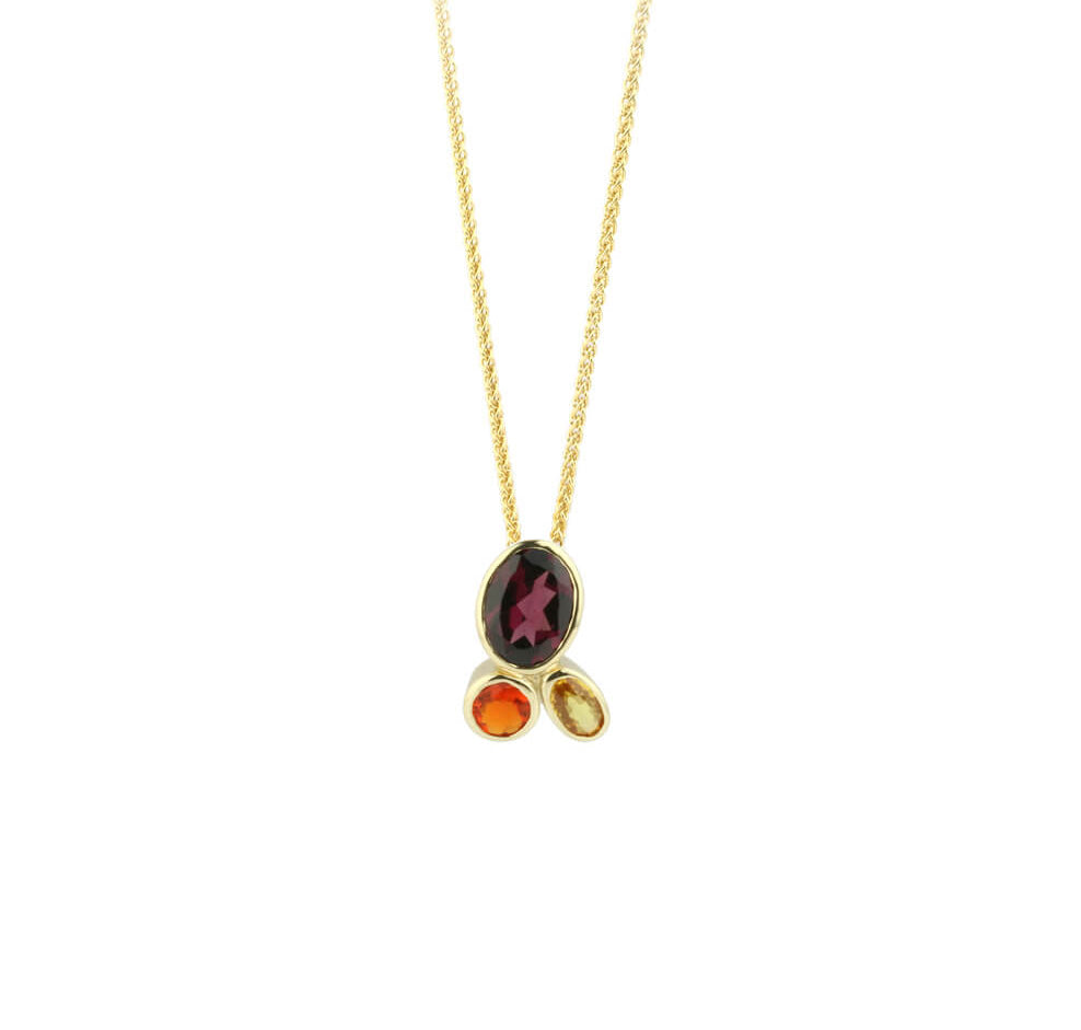 Gold and Mixed Gemstone Pendant
