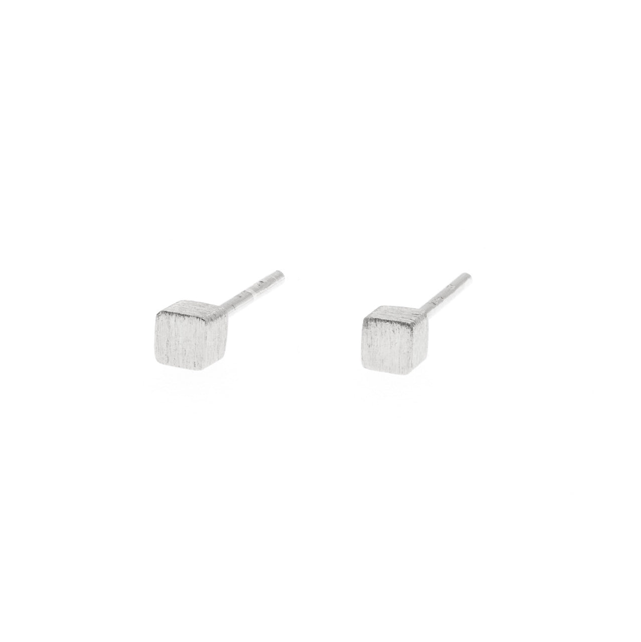 Cube Stud Earrings, Silver