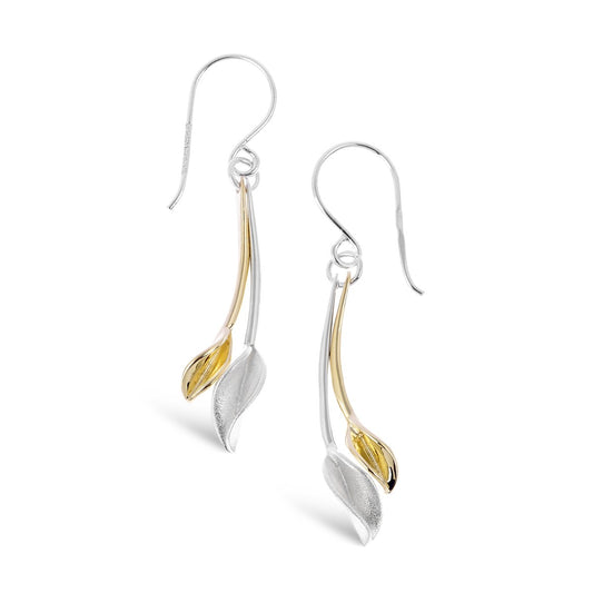 Mavilo Double Leaf Drop Earrings