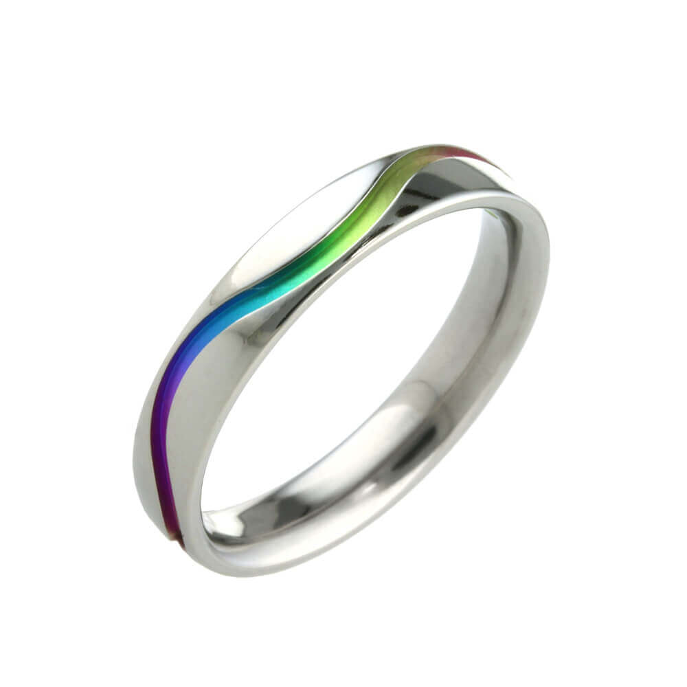 Titanium Rainbow Groove Ring