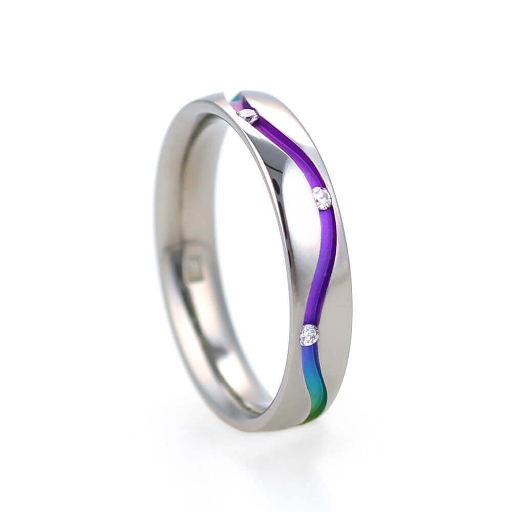 Titanium Rainbow 3 Diamond Ring