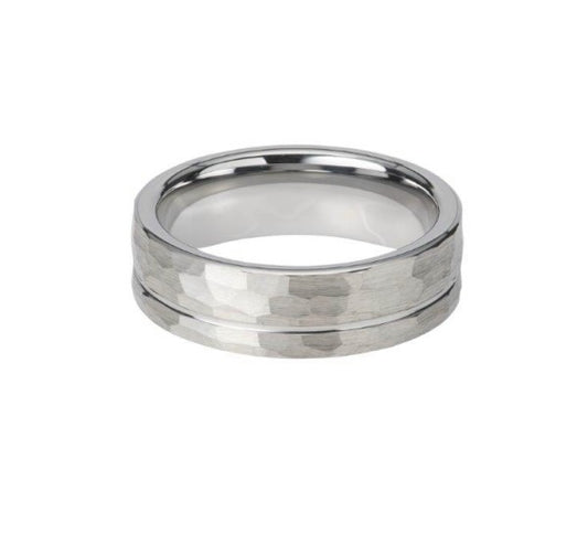 Tungsten Hammered Ring